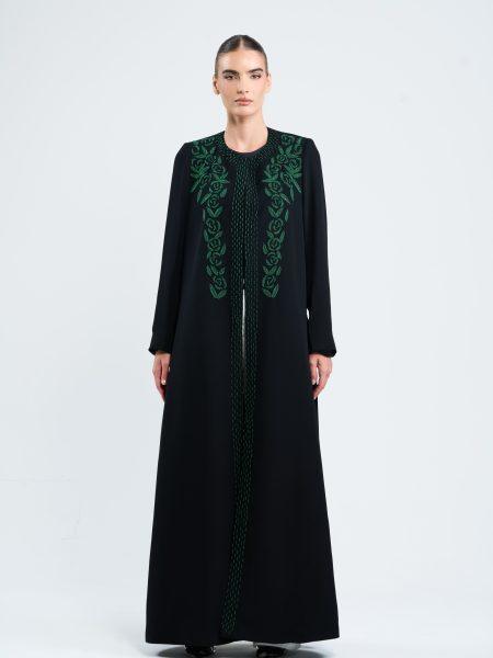 Hand-Beaded Crepe - Green