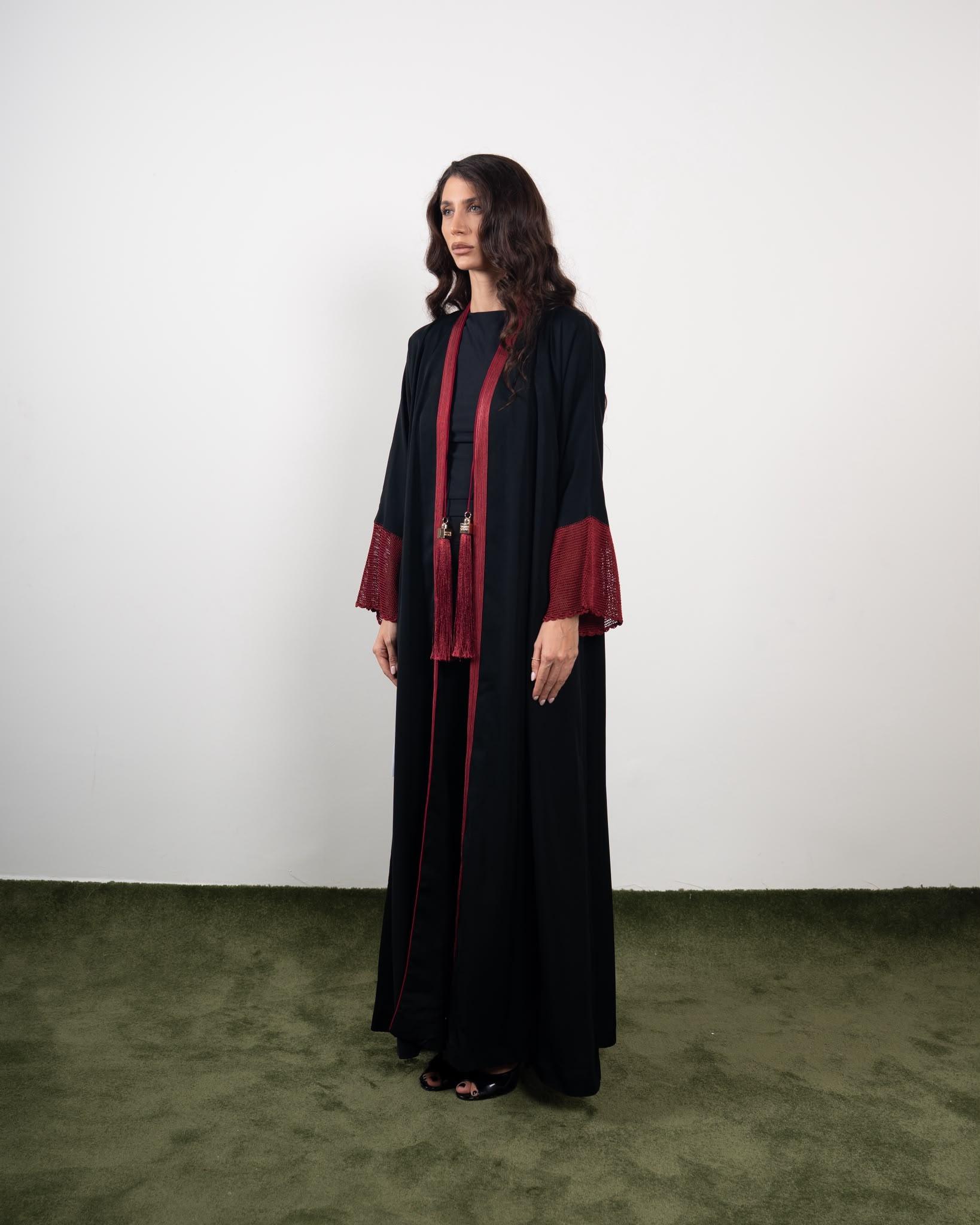 NOIR TASSEL - MAROON - Mozah Design Qatar Abaya (3)